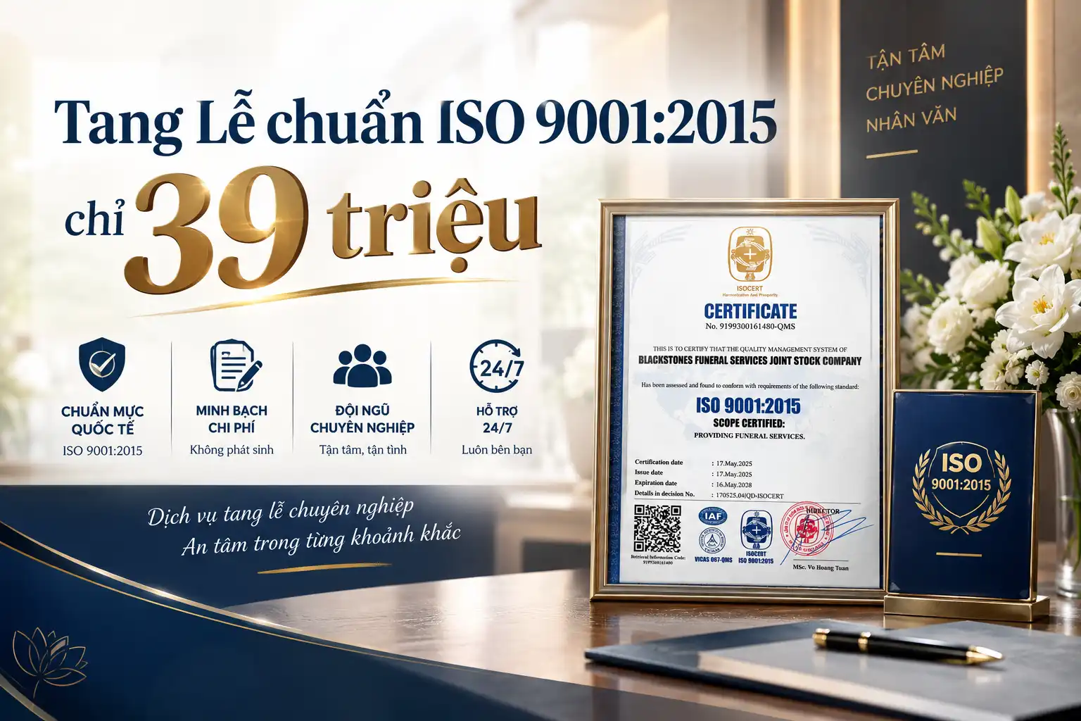 CHI PHÍ TANG LỄ CHUẨN ISO CHỈ 39 TRIỆU
